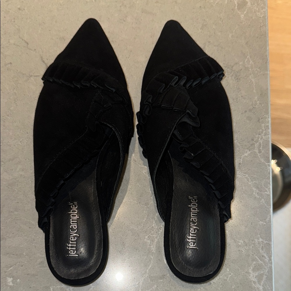 Jeffrey Campbell Cleo Black Ruffled Flats Size 7.5